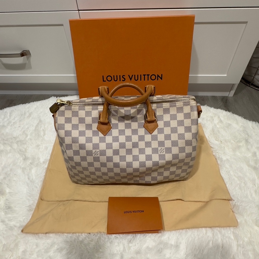 Louis Vuitton Damier Azur Satchel - Cream and Tan 35